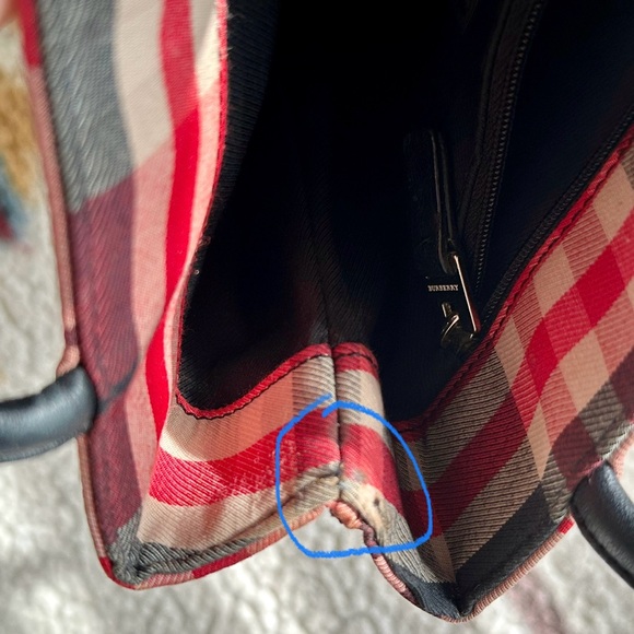 Burberry Red Nova Check Canvas Mini Tote - Picture 14 of 15